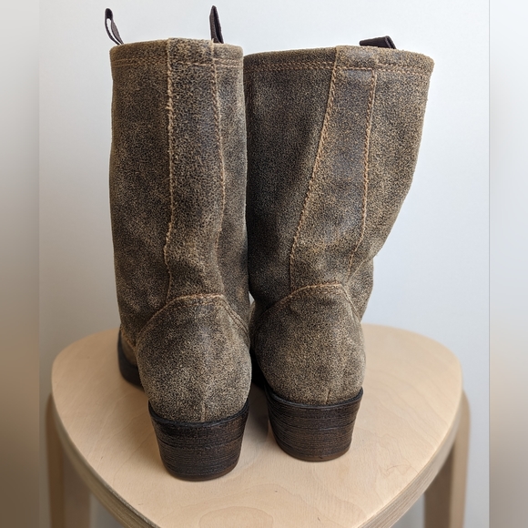 Women’s Steve Madden Brown Rough Out Leather Boots Sz 8.5 Pull Up Straps - Picture 3 of 4